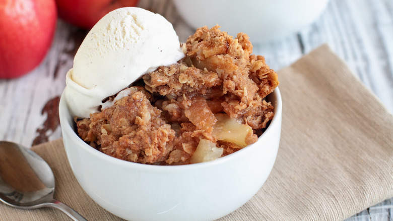 Apple cobbler in bowl