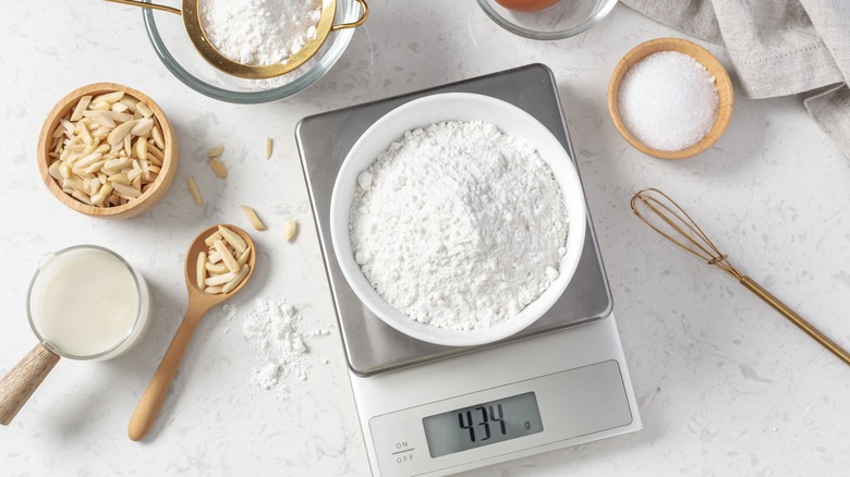 ingredients for baking with scale