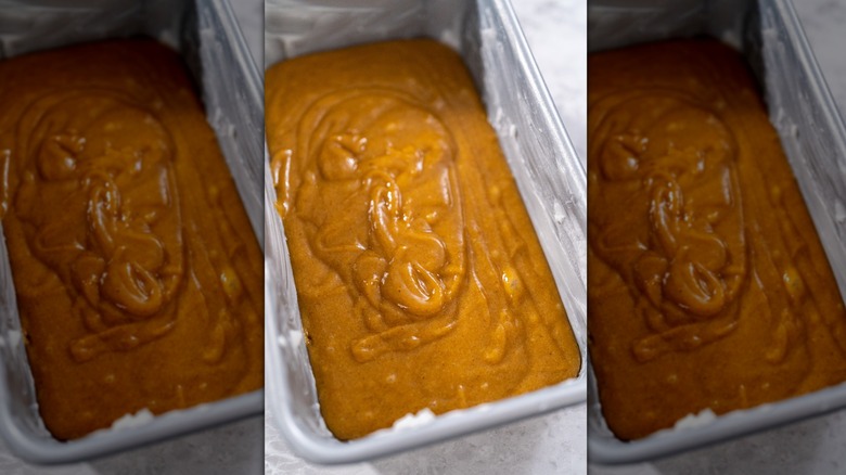 pumpkin bread in greased pan