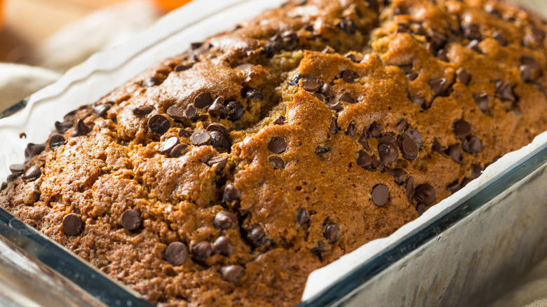 loaf of chocolate pumpkin bread