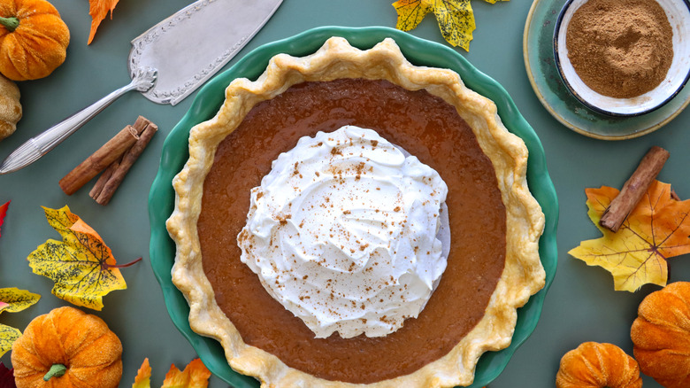 Pie in enameled pie pan