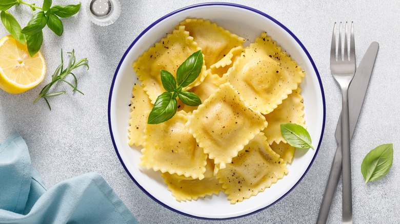 Ravioli with basil, pepper, and lemon