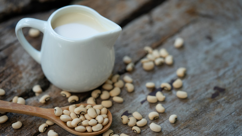 soy milk with soy beans