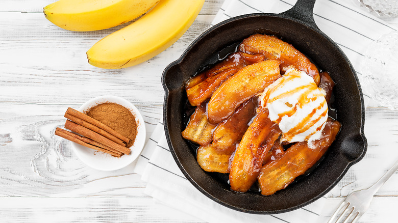 Bananas Foster with ice cream