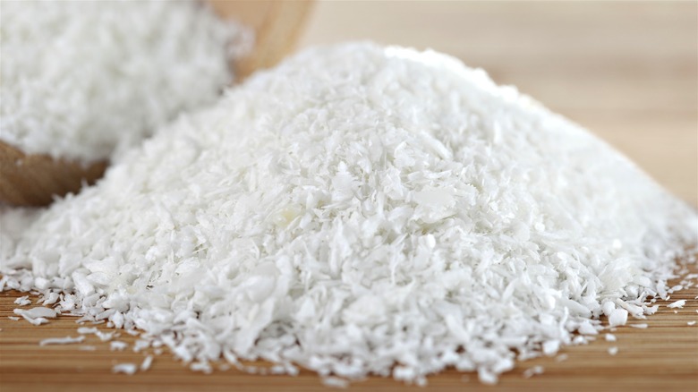 Pile of desiccated coconut