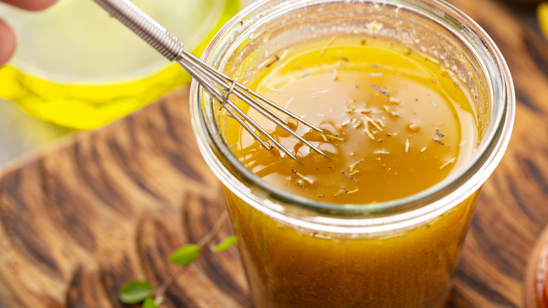 Salad dressing in jar