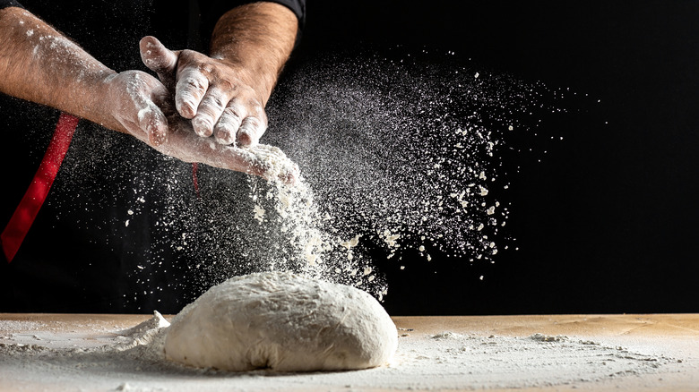 Flour on hands