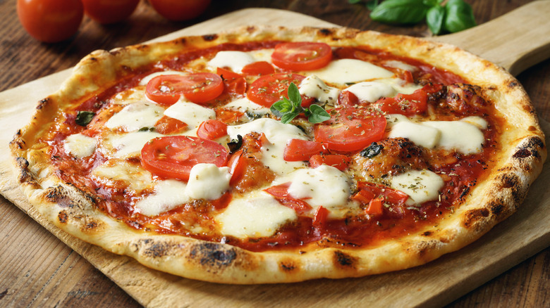 Pizza on cutting board