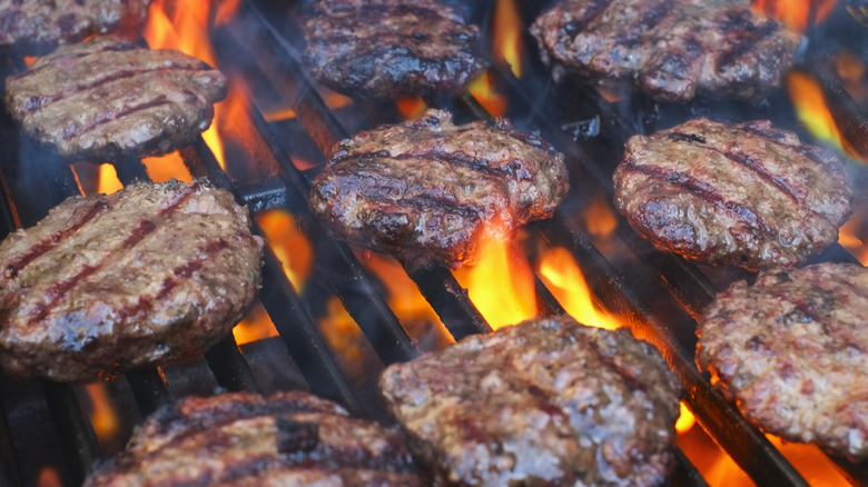 hamburgers grilling