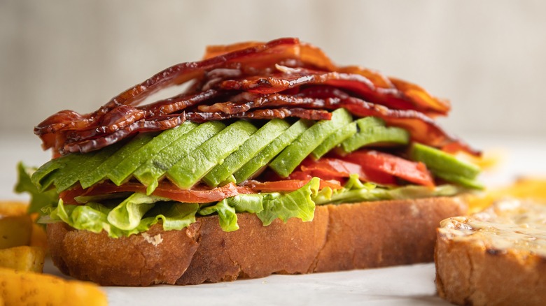 open faced avocado BLT sandwich