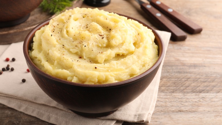 Bowl of homemade creamy mashed potatoes