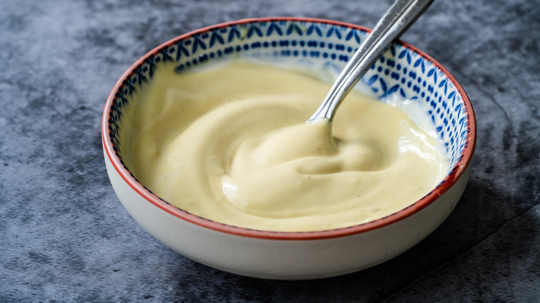 Bowl of homemade garlic aioli