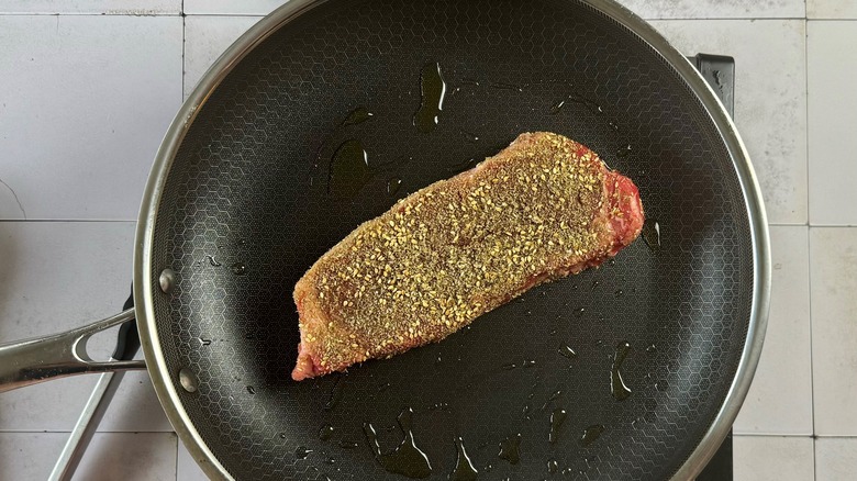 cooking za'atar steak