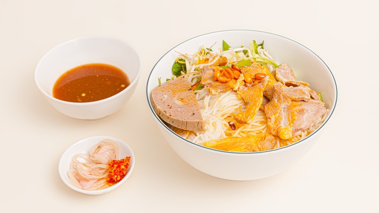 mắm nêm with rice noodles