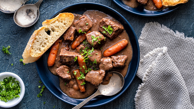 Beef stew in a bowl