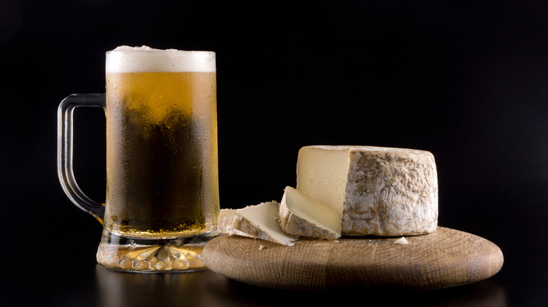 glass of beer with cheese