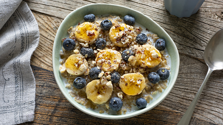 served bowl of oatmeal