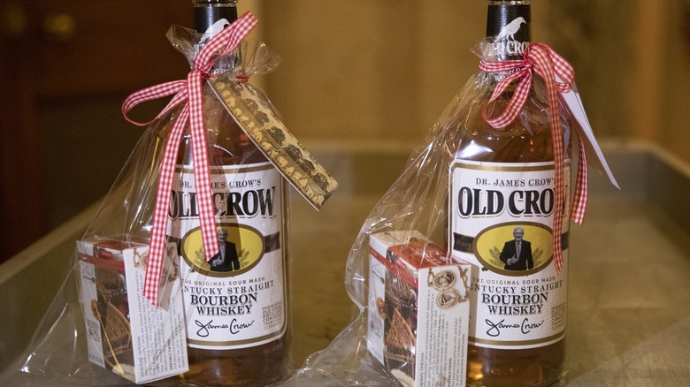 Bottles of Old Crow bourbon