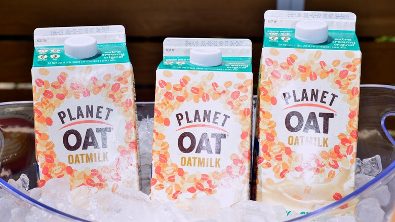 Planet Oat cartons in ice