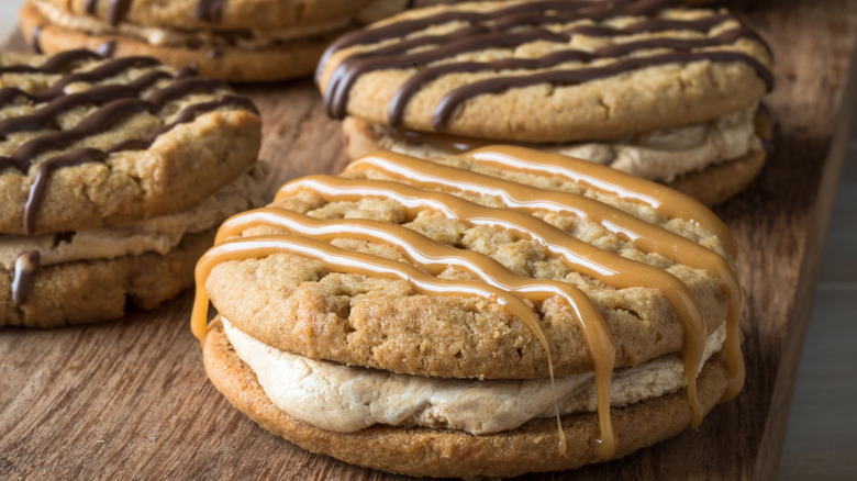 stack of baked peanut butter cookies