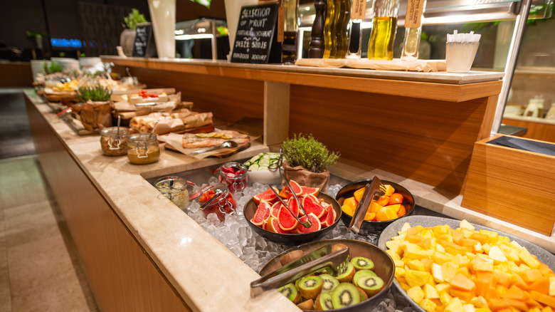 breakfast buffet with fruit