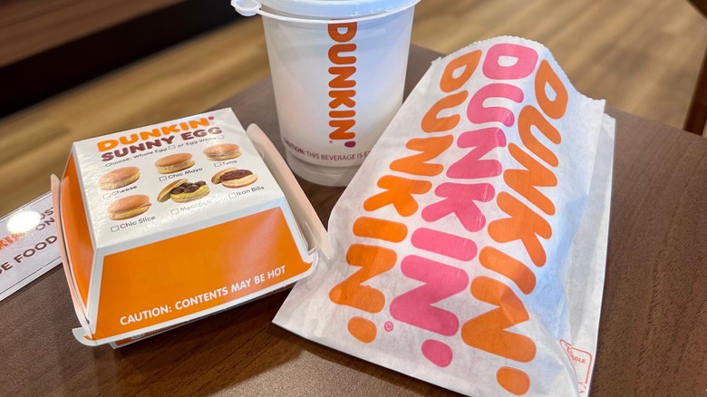 Dunkin' coffee with bag