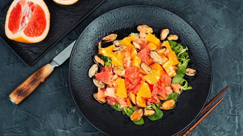 Seafood salad with grapefruit