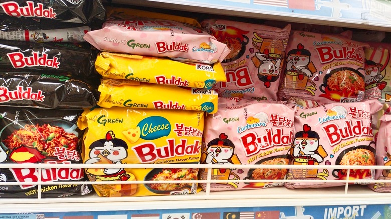 Variety of Buldak ramen flavors