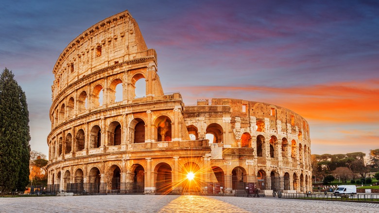 The roman coliseum at sunrise
