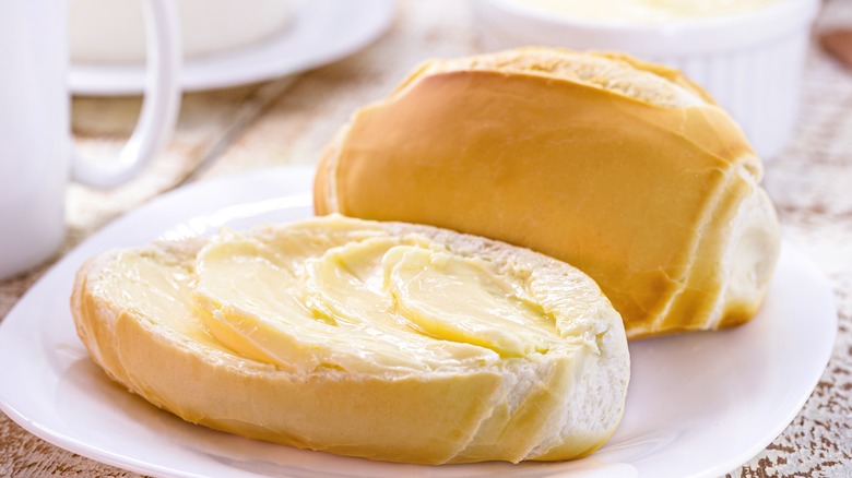 Butter slathered on bread 