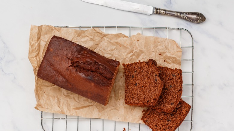 Chocolate loaf on a rack