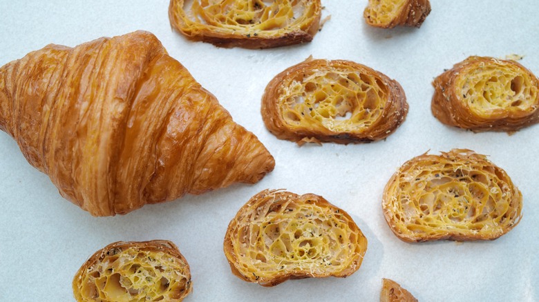 Croissant with seasoned slices