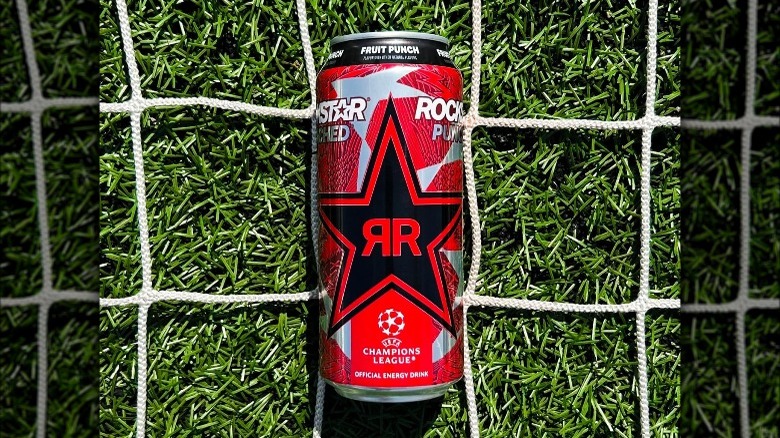 Rockstar Punched can on grass