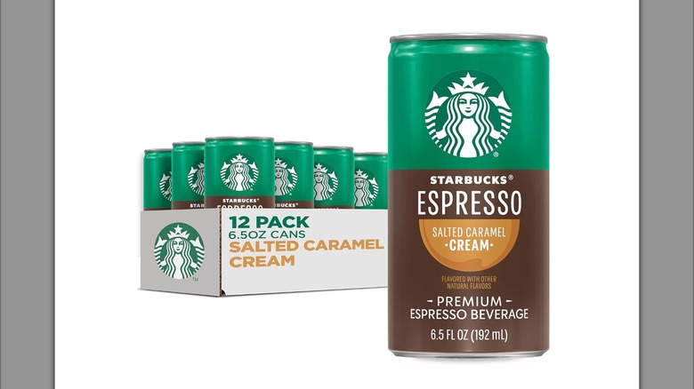 Starbucks Doubleshot Espresso Salted Caramel Cream Premium Iced Coffee Can with white background