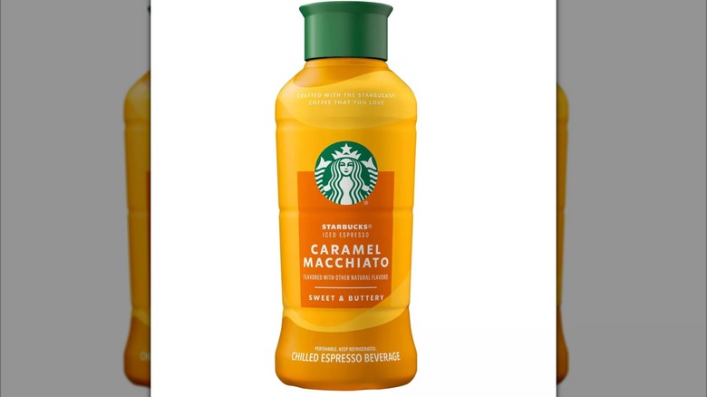 Starbucks Iced Espresso Caramel Macchiato Bottle with white background