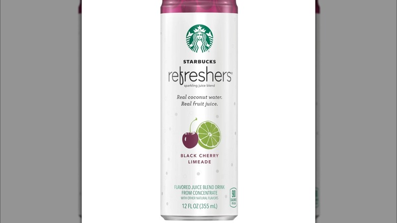 Starbucks Refreshers with Coconut Water, Black Cherry Limeade Can with white background