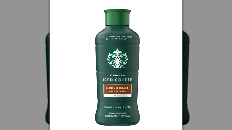 Starbucks Unsweetened Medium Roast Iced Coffee bottle with white background