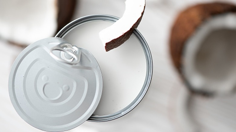 open can of coconut milk