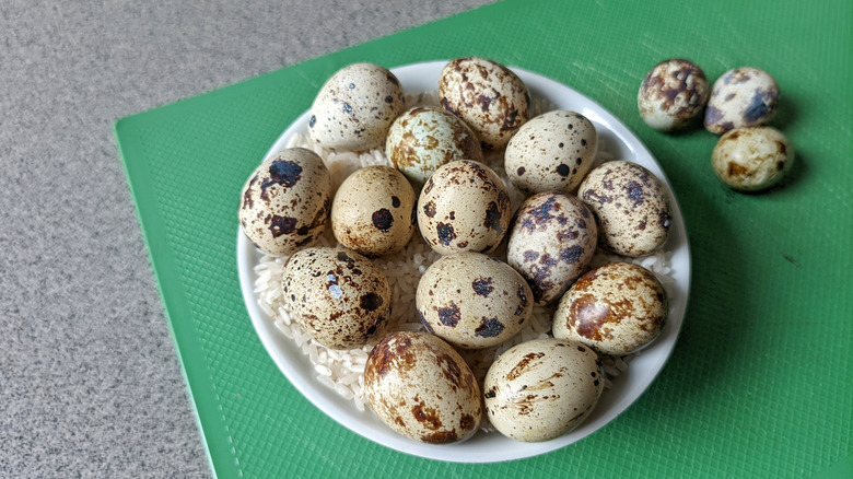 quail eggs on plate