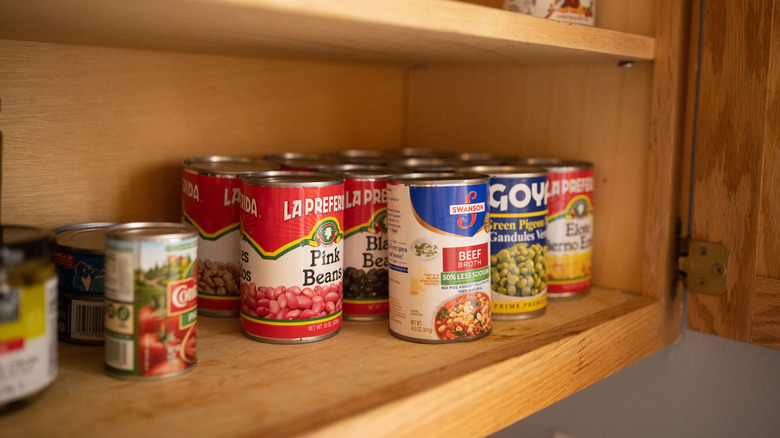 cans of soup on shelf