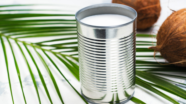 Fresh coconuts and canned milk 