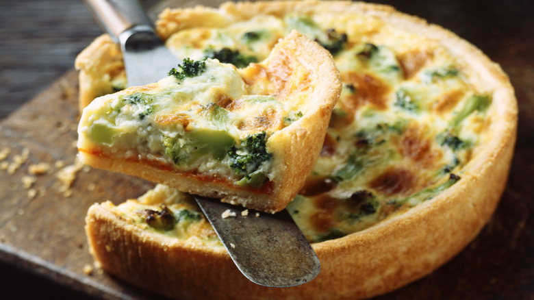 slice of broccoli quiche