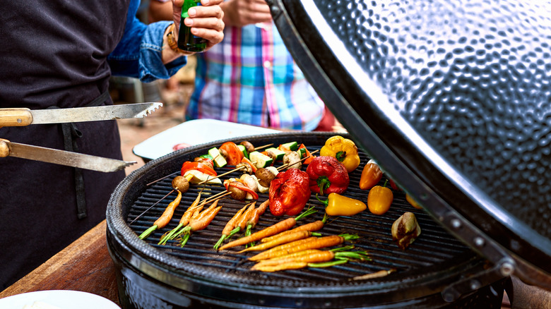 various vegetables on the grill