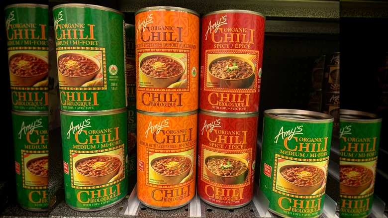 cans of Amy's chili