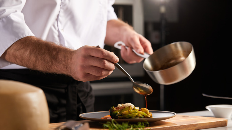 preparing food at restaurant