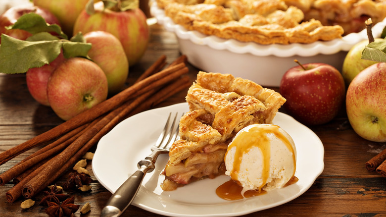 Apple pie slice ice cream