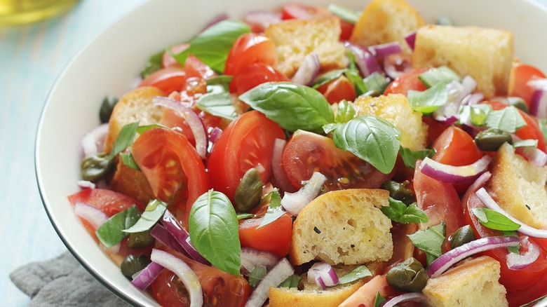 panzanella salad in a bowl