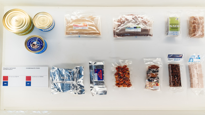 sealed packets of food for space travel