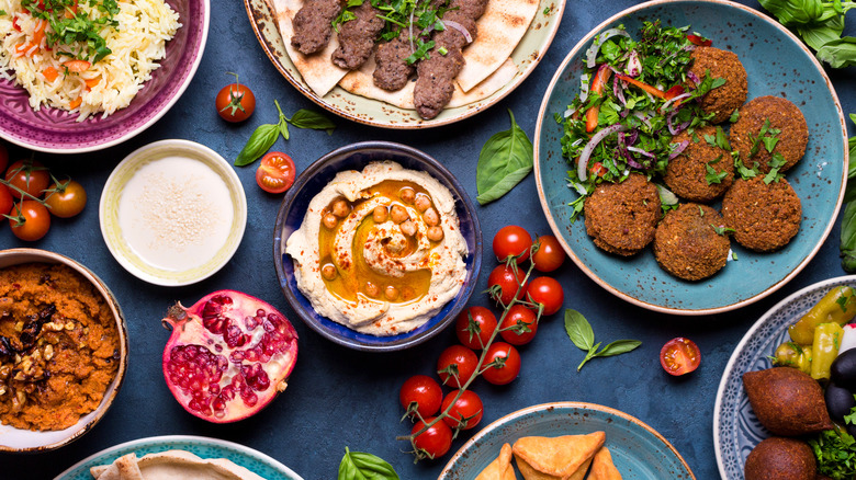 Several mezze-style dishes 