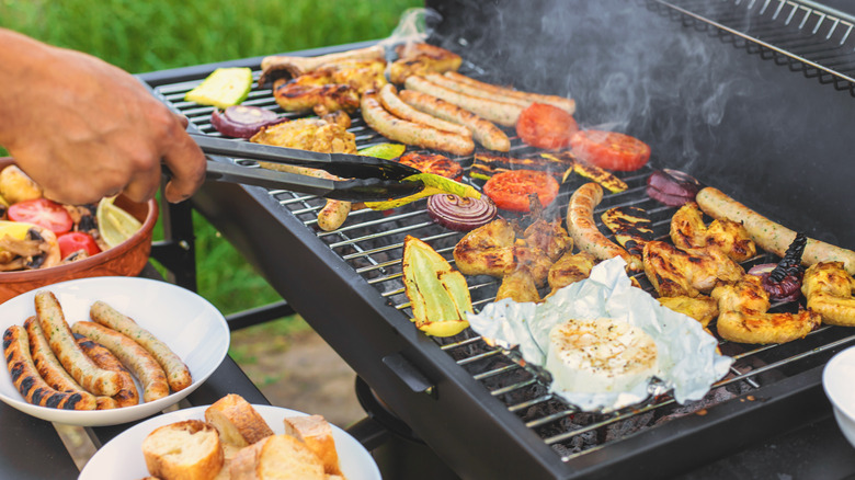 foods on the grill at barbecue